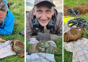 Detectorist discovers massive haul of ancient Roman coins in Wales.
