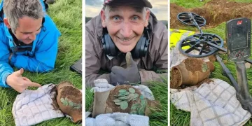 Detectorist discovers massive haul of ancient Roman coins in Wales.
