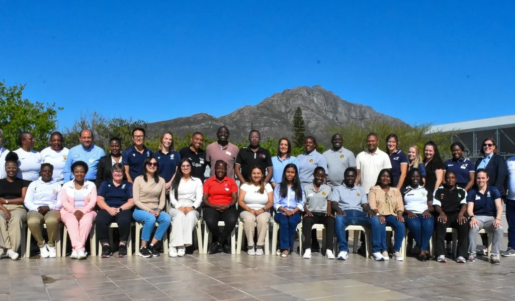 “Rugby Africa President Herbert Mensah speaking on rugby gender equality initiatives at the World Rugby Assembly.”