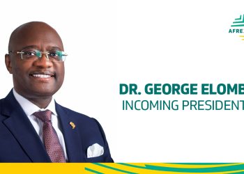 : “Afreximbank president George Elombi sworn in at investiture ceremony news event.”