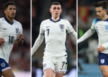 Jude Bellingham, Phil Foden and Jack Grealish