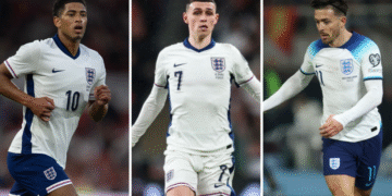 Jude Bellingham, Phil Foden and Jack Grealish