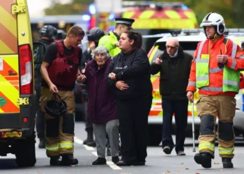 Police outside synagogue after Manchester synagogue incident declared terror incident