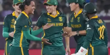 Australia vs South Africa live match action at ICC Women’s World Cup 2025.