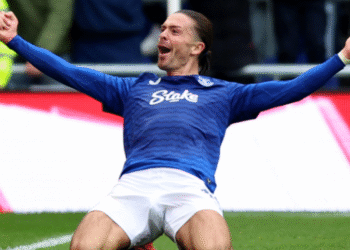 Jack Grealish celebrates Everton goal as England World Cup chances rise