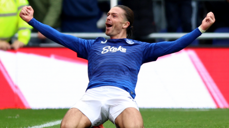 Jack Grealish celebrates Everton goal as England World Cup chances rise