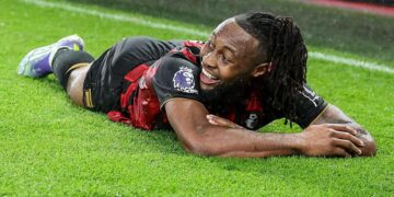 Antoine Semenyo celebrates his second goal