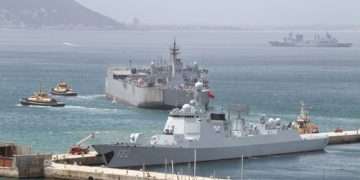 Naval Cooperation: A Chinese guided-missile destroyer leads the formation into False Bay as brics warships arrive cape town to participate in maritime safety drills aimed at protecting key trade routes.