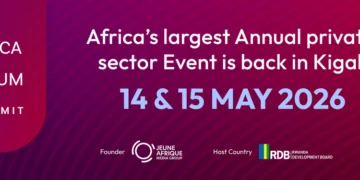 Africa CEO Forum Annual Summit 2026 banner — Africa's largest annual private sector event returns to Kigali on 14 and 15 May 2026, co-hosted by IFC and founded by Jeune Afrique Media Group.