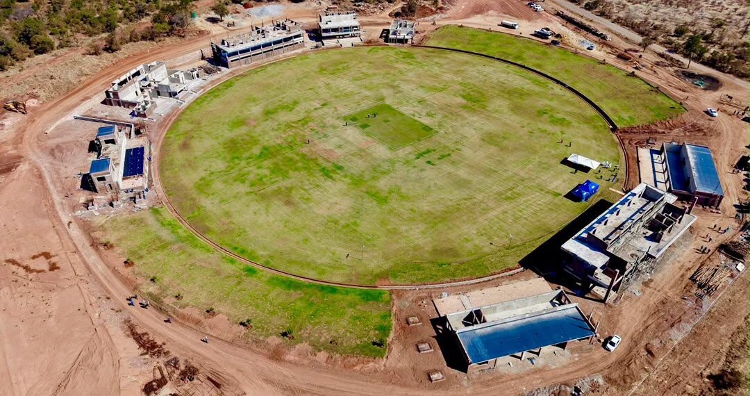 Mosi-oa-Tunya International Cricket Stadium under construction in Victoria Falls